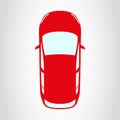 Car icon. Red hatchback vehicle, top view. Vector illustration Royalty Free Stock Photo